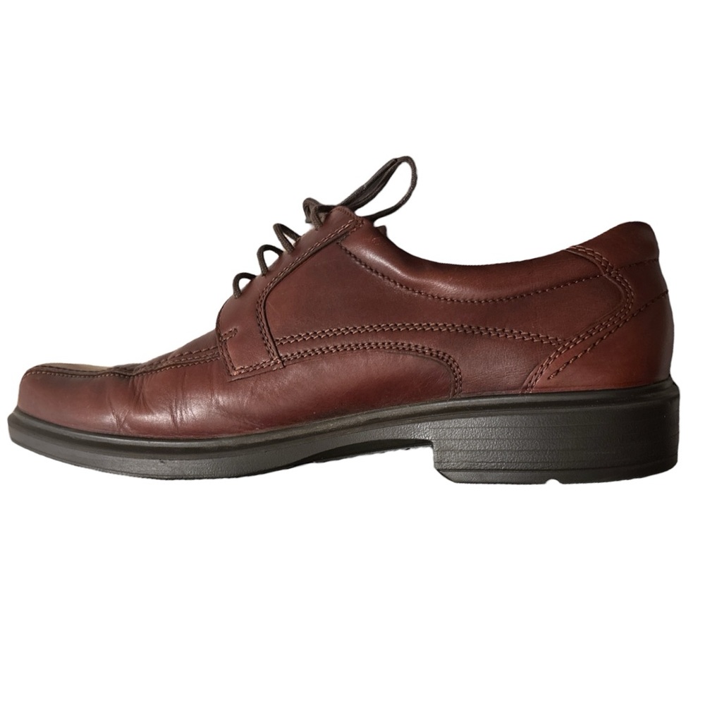 ECCO Helsinki Derby Brown Leather Coushioned Square Toe Lace Up Shoes